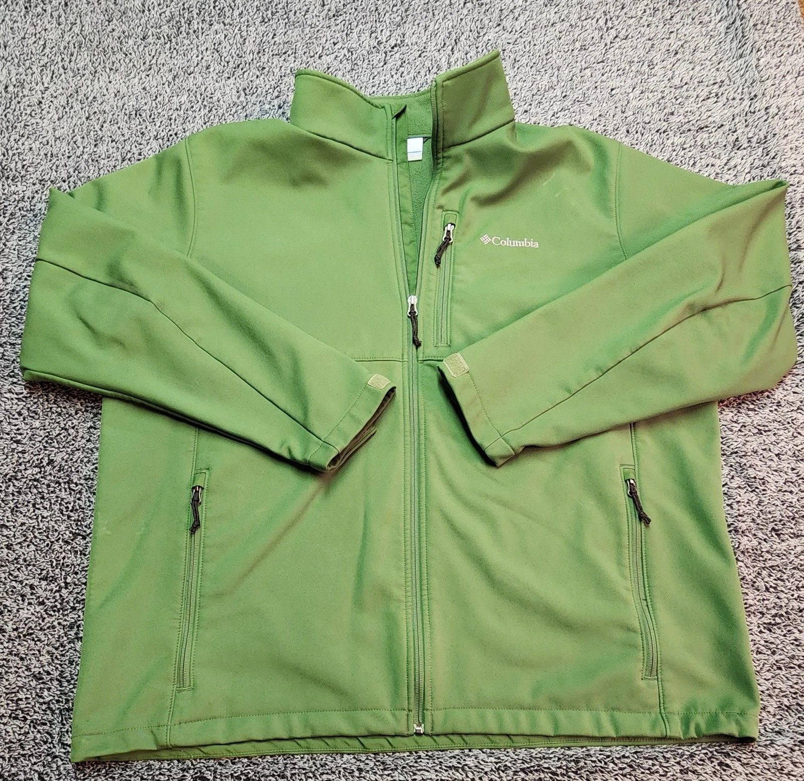 Columbia Adult XL Tall Green Full Zip Softshell Jacket Outdoor Casual Zip Pocket