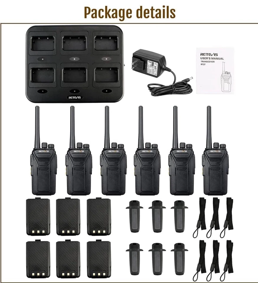6 Pack Rechargeable 2 Way Radios Walkie Talkies Long Range for Adults - Image 2 of 4