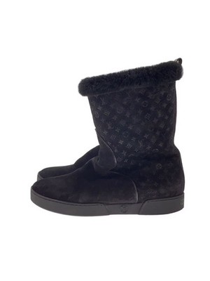 Louis Vuitton Monogram Sheepskin Boots Boots 37 Blk Suede GQ614