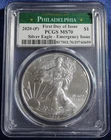 2020(P) American Silver Eagle Emergency PCGS MS70 First Day Of Issue
