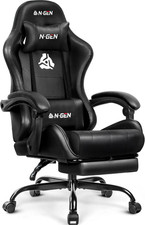 Video Gaming Chair with Footrest Lumbar Support for Home Office High Back Reclin