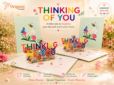 Origami Pop Cards Sweetheart Spring Garden & Flowers Thinking of You 3D Love