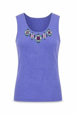 Ruby Rd. Damen Basic Tank Größe L Lila Einfarbig U-Ausschnitt Ärmellos Freizeit