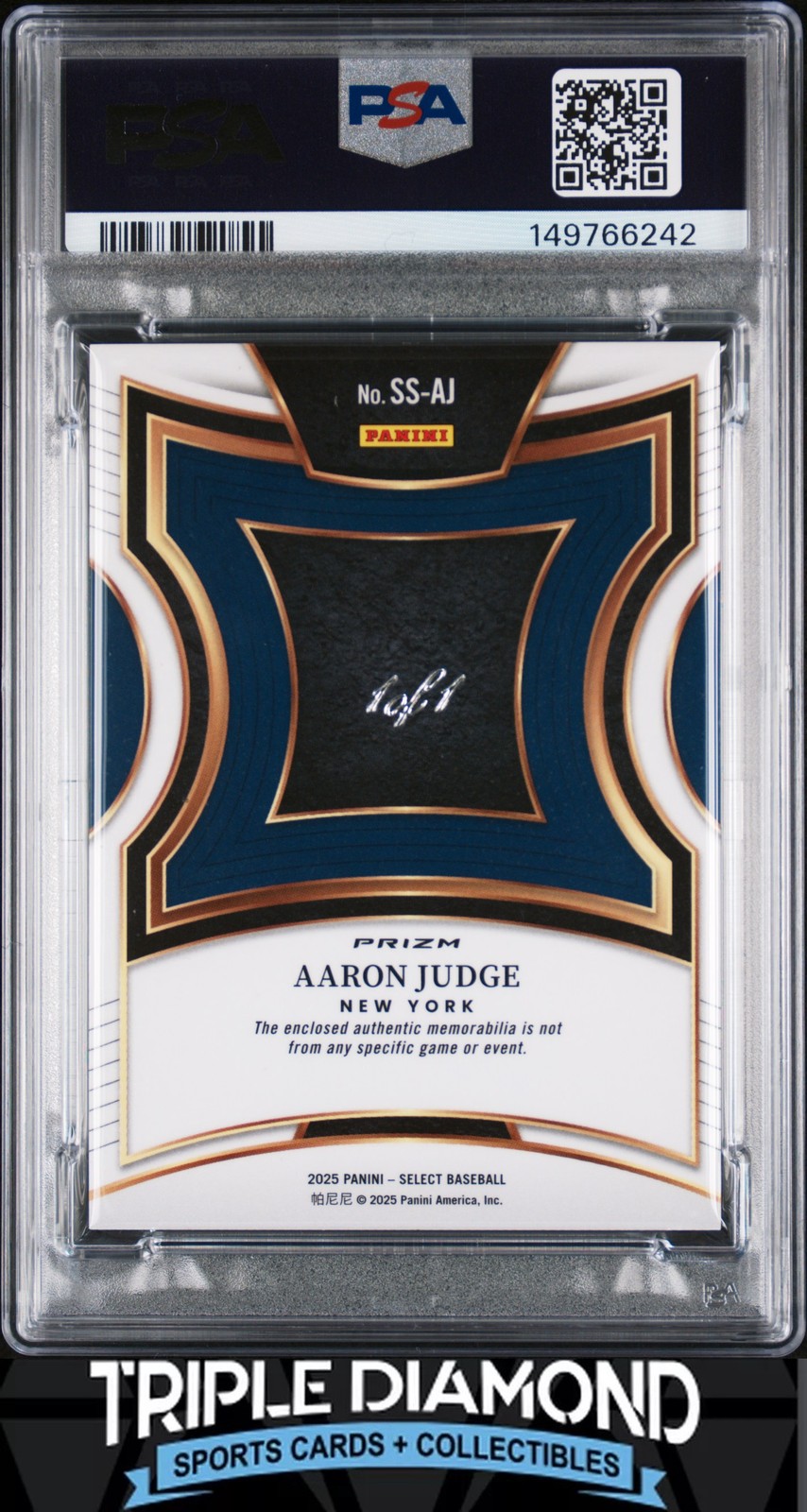 2025 Panini Select Aaron Judge Selective Swatches Gold Vinyl #1/1 PSA 8 AD244 view 2