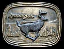 NE02124 VINTAGE 1979 REMINGTON WHITE-TAILED DEER GUN BELT BUCKLE