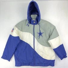Vintage 90s NFL Pro Line by Apex One Dallas Cowboys Hooded Puffer Jacket Size XL