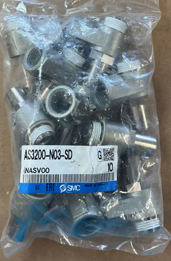 LOT OF 10 SMC AS3200-N03-SD 3/8 NPT Meter-Out Pneumatic Flow Control Valves NEW