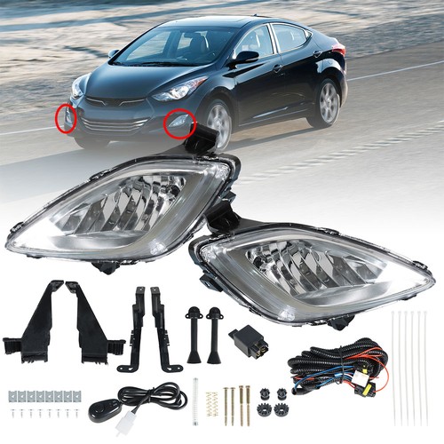 For 11-13 Hyundai Elantra 4-Dr Amber Lens Front Bumper Fog Light/Lamp W/Switch - Imagen 3 de 9