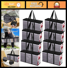 8 Pack Clear DVD Storage Bags with Handles Zipper Design, Stackable Media Orga