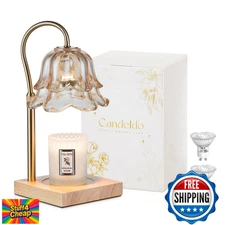 Candeldo Flower Gold Candle Warmer Lamp with Timer, Height Adjustable, Wax Melt