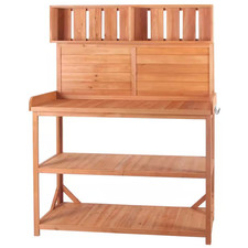 46.90 In. W X 65 In. H Natural Wooden Farmhouse Rustic Outdoor Potting Bench Tab