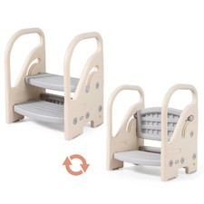 Toddler Step Stool for Bathroom Sink, Adjustable 2-Step Kids Helper Stool, Grey