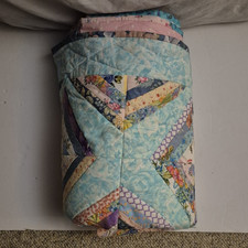 Queen Cotton Patchwork Quilt Blue Multicolor ...