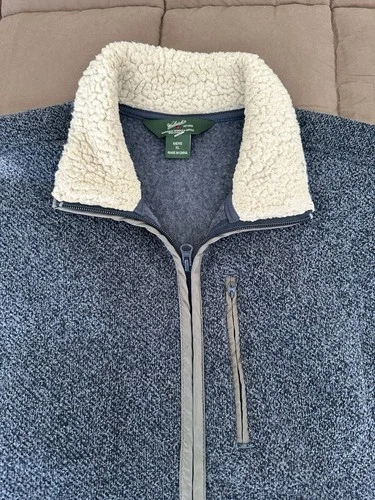 Woolrich Mens Fleece Vest Size XL Indigo Blue Heather Sherpa Collar 18408 image 2