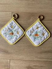Vintage Orange Yellow Spring Bouquet Wildflower Counter Saver Pot Holder Corning