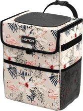 HOTOR Car Trash Can - Leak-Proof Organizer and 2 Gallons, Flamingo 