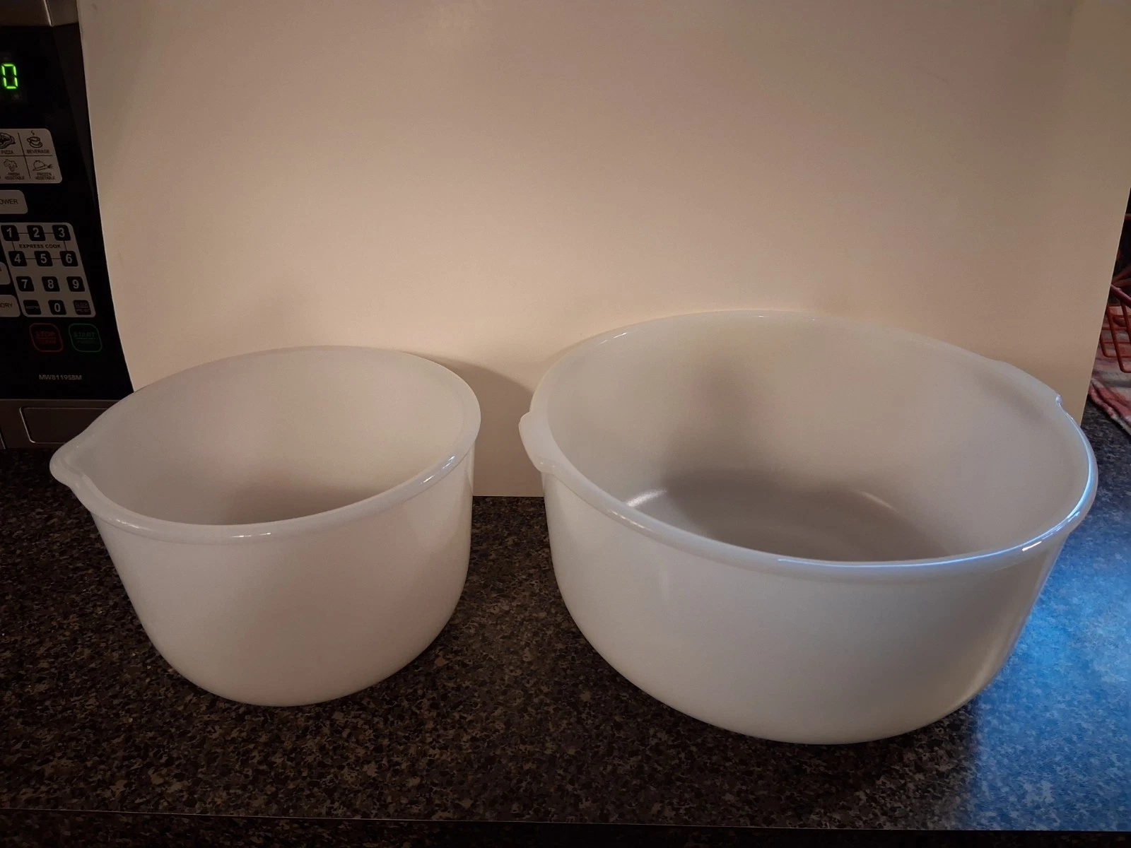 Set Of 2 Vintage Glasbake Made for Sunbeam Mixer White Glass Mixing Bowls
Opens in a new window or t