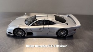 Maisto 1/18 – Mercedes CLK GTR AMG Street Version Gris Argent, Voiture Miniature Collection