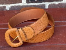 Genuine Ostrich Skin Belt Full Quill Women  s Size Medium Vintage 1980s-90s EUC