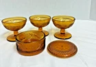 Indiana Amber Depression Glass Footed Dessert Cup Bowl Lot of 3 Trinket Dish