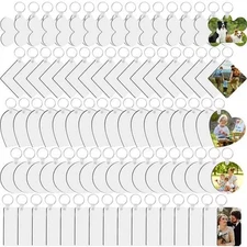 135Pcs Sublimation Keychain Blanks Bulk,MDF Keychain Double Sided Heat Transfer 