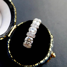 Art Deco Style Round Cut Lab Created Diamond Wedding Band 14K White Gold FN Ring