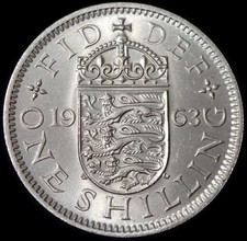UK One Shilling 1963 Elizabeth II English Coin WCA B524