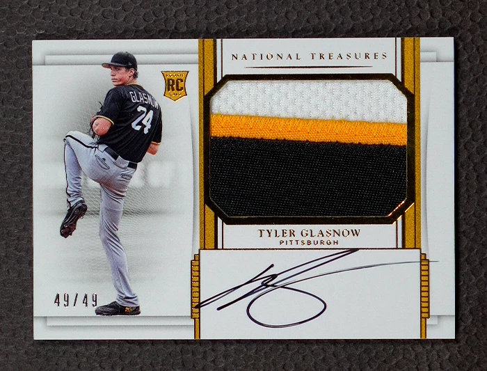 National Treasures Rookie Materials Signatures Gold 2017/49 Tyler Glasnow #158 Foto 2 de 3