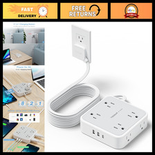 15 Ft Surge Protector Power Strip, 8 Outlets  3 USB Ports, Flat Plug, 900J Prot