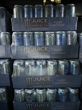 (24 Pack) Monster Aussie Style Lemonade Sports Drink, Energy + Juice, 16 Fl Oz