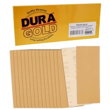 Dura-Gold Sandpaper, 220 Grit, 16 - 1/2 Sheets, 4-1/2" x 11" Hook & Loop Backing