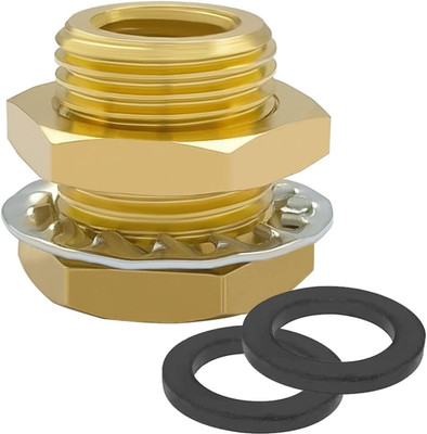 Brass Bulkhead Fitting 1/8'' NPT Taper Female and 3/8'' Straight Male Thread Conne