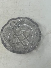 19th C. Pressed Glass Salt Cellar w/ Star Bottom & Diamond Pattern