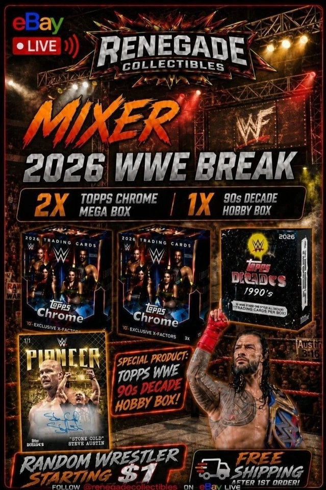 ⚡ WWE Mixer Break | $1 Random, 1x 90s Decade(Exclusive), 2x Chrome Mega box