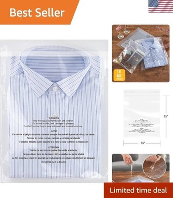 Transparent 500 Pack Resealable 13'' x 15'' Poly Bags for Clothing Storage