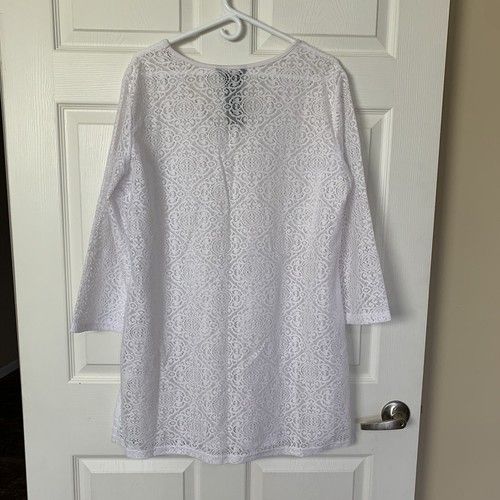 Mario Serrani Italy Large White Lace Dress-Tunic Beach Cover Up 3/4 Sleeve - Picture 7 of 9