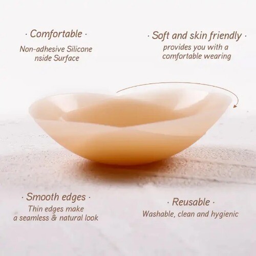 Non Adhesive Bra Liner Nipple Covers Silicone Breast Petals Chest Stickers - Picture 4 of 26