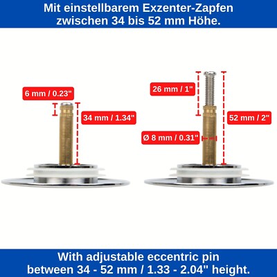Verstellbarer Badewannenstöpsel Aus Messing – Pop-Up-Design, 44 Mm, Für Badewanne & Waschbecken, Verchromt