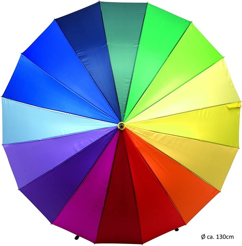 Regenschirm XXL Regenbogen Stockschirm Partnerschirm 130cm groß Sturm Golfschirm - Bild 2 von 2