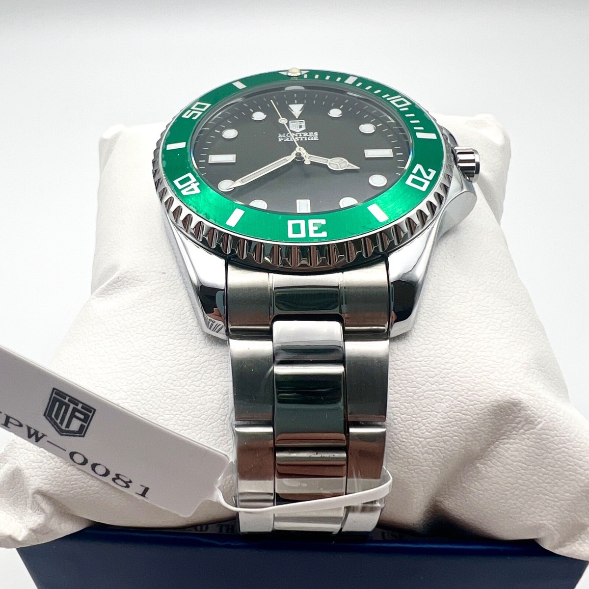 NEW MONTRES PRESTIGE x INVICTA Men's Submariner Green Diver Bezel