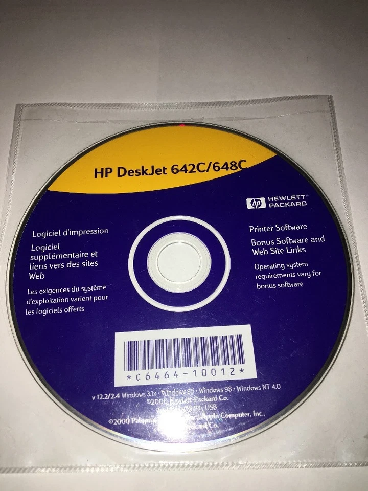 HP Deskjet 642C/648C Windows 3.1x, 95,98, NT 4.0, V 3.1 Mac OS 8.1&USB CD Comp - Photo 1/4