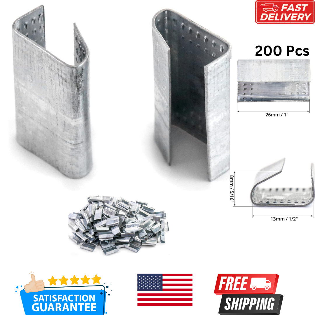 200 Pcs Serrated Strapping Seals for 1/2 Inch Width Polyester Steel Strapping