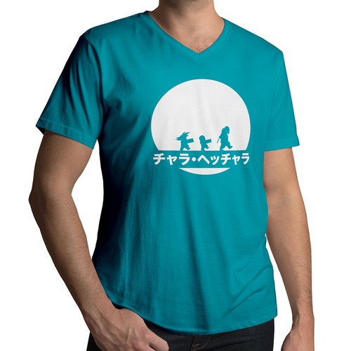 Mens Unisex V-Neck T-Shirt Printed Gift Anime Master Roshi Goku Krillin Training - Picture 15 of 22