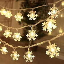 20ft 40LED Snowflake String Lights Battery Operated for Xmas Tree Home Decor