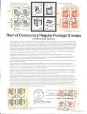 #1581-85 1, 2, 3, 4c Root of Democracy Stamp Poster- Unofficial SouPage Folded