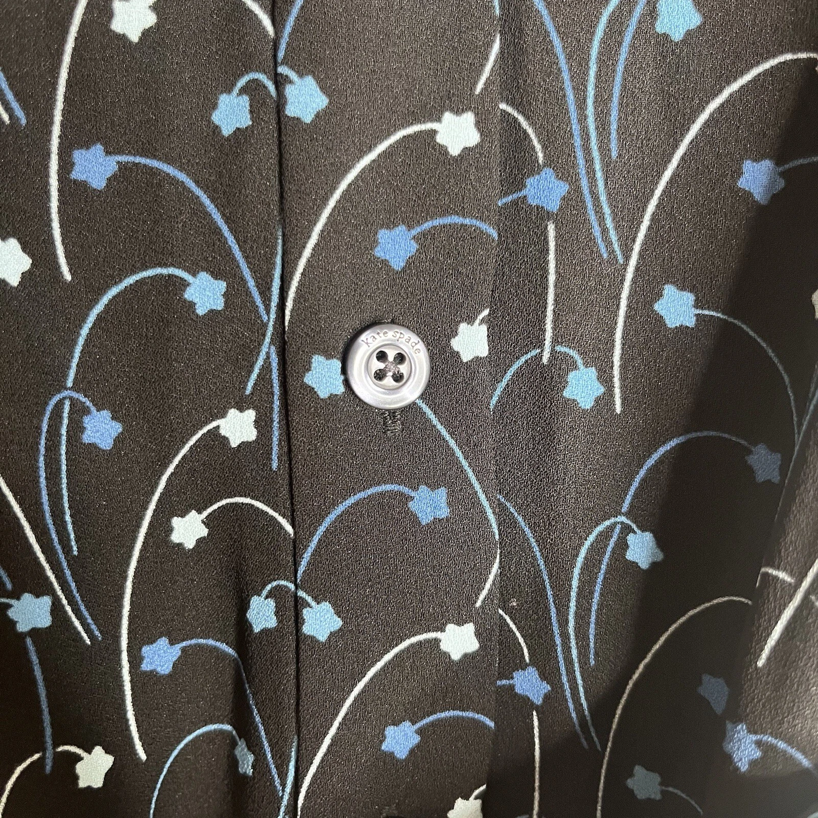 Abito Camicia Kate Spade Blu Stella Floreale Schiena Fumè Midi Tg 6