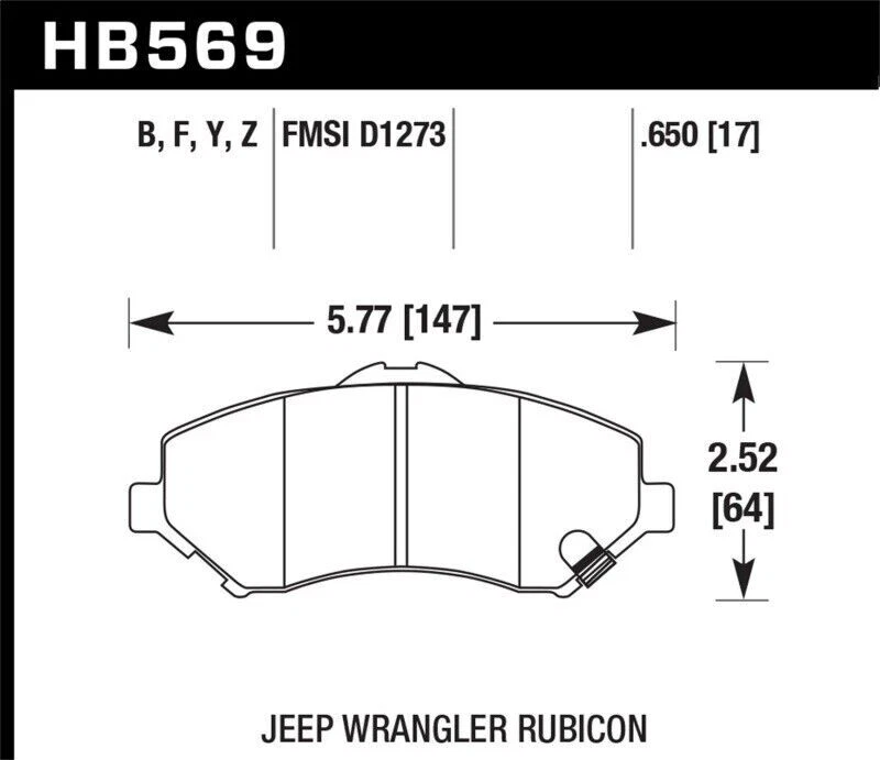 Pastillas de freno delanteras Hawk HB569F.650 HPS para Jeep Wrangler JK/JL 2007-2020 3,6 L Foto 4 de 4