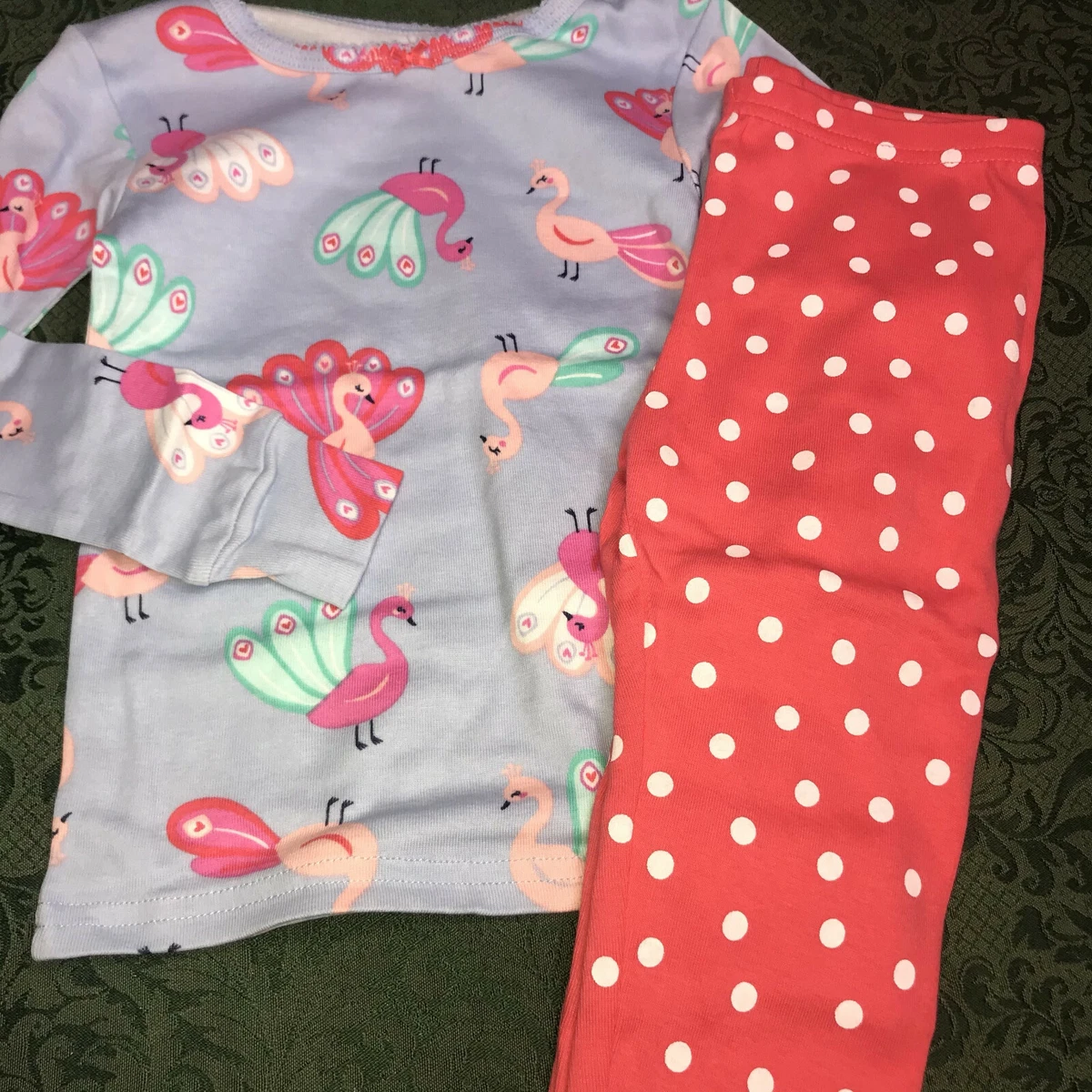 NWT carters 4 pc peacock birds pajamas 3T 3 girls winter spring
