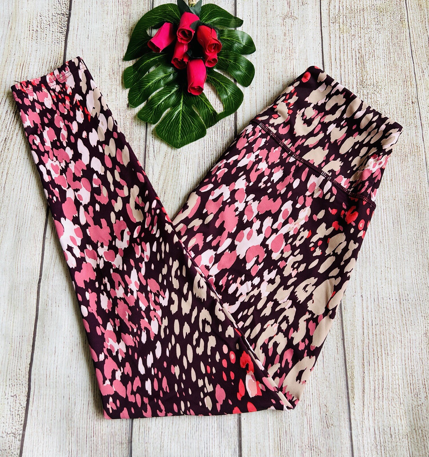 Leggings sportivi FILA donna colorati stampa animalier vita alta taglia M