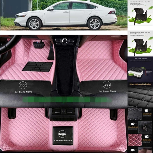 For Honda Accord Car Floor Mats Luxury Custom All Weather PU Leather Carpets - Picture 12 of 35